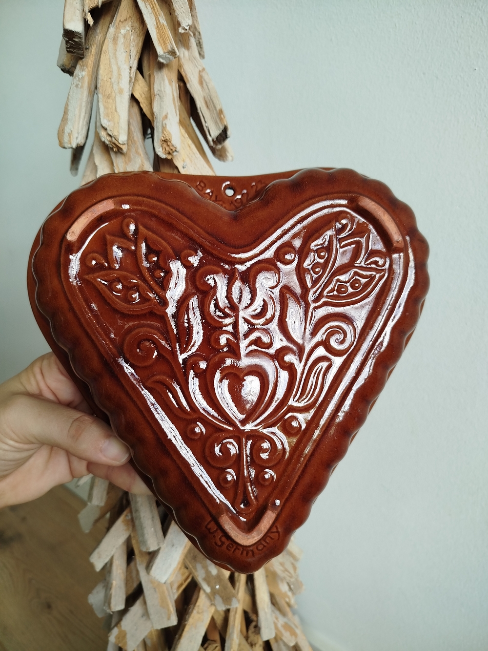 70's West Germany - Bay Keramik Heart Shaped Ceramic Bakeware Wall Hanging